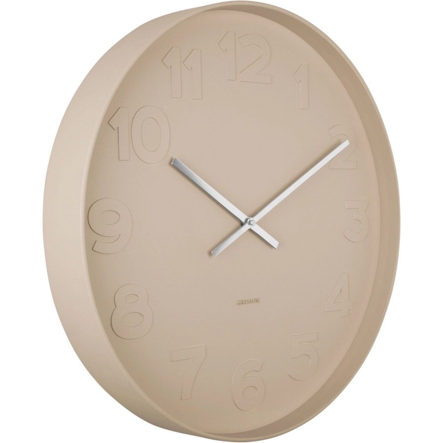 Karlsson Mr. Brown Numbers Wanduhr - sand brown - Ø 51 cm - Tiefe: 7 cm
