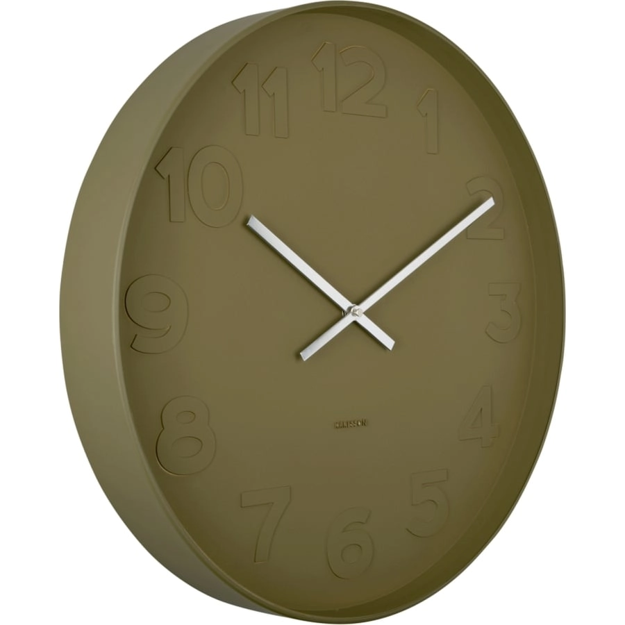 Karlsson Mr. Green Numbers Wanduhr - moss green - Ø 51 cm - Tiefe: 7 cm