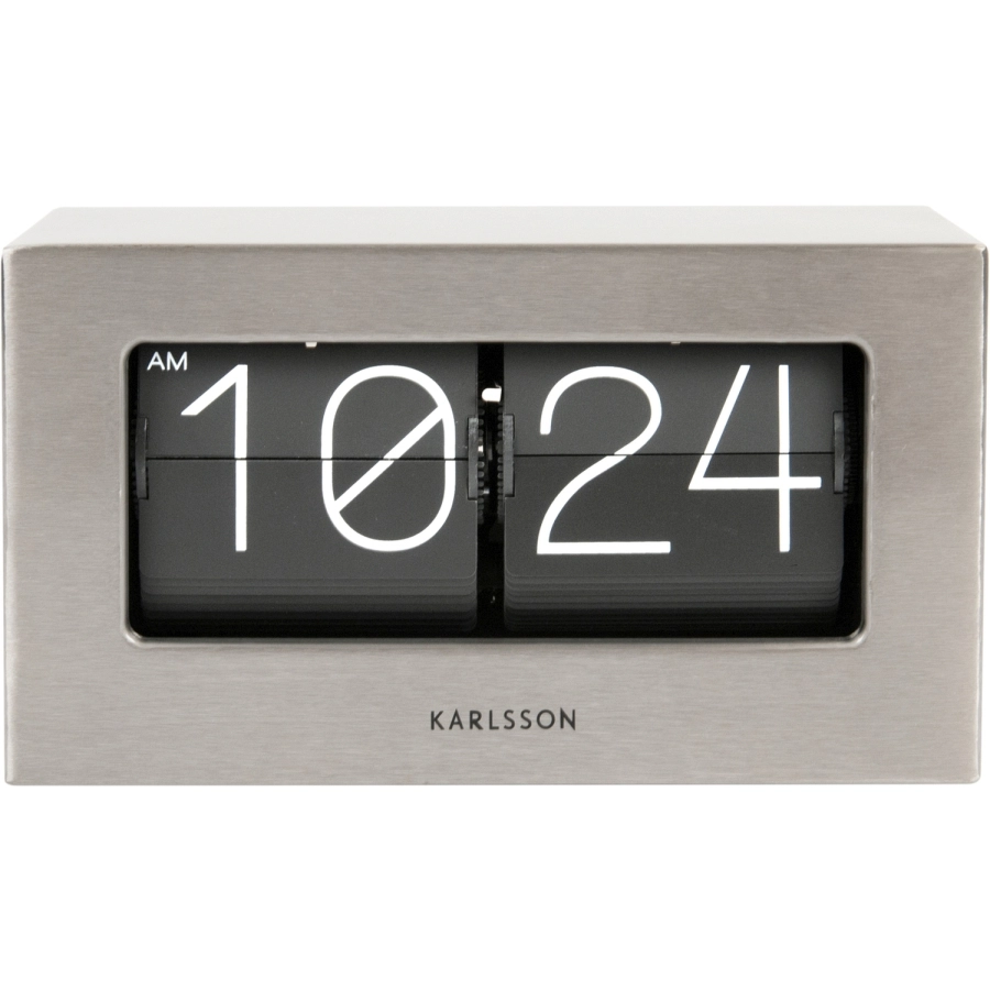 Karlsson Boxed Flip Wand- und Tischuhr - brushed steel - 21 x 8,5 x 11 cm