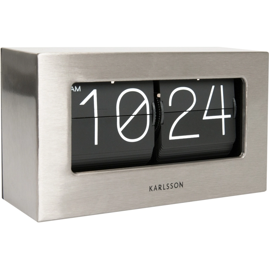 Karlsson Boxed Flip Wand- und Tischuhr - brushed steel - 21 x 8,5 x 11 cm