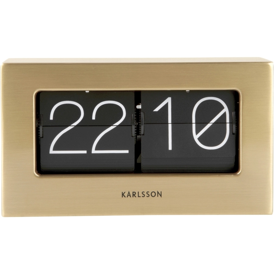 Karlsson Boxed Flip Wand- und Tischuhr - brushed goldfarben - 21 x 8,5 x 11 cm
