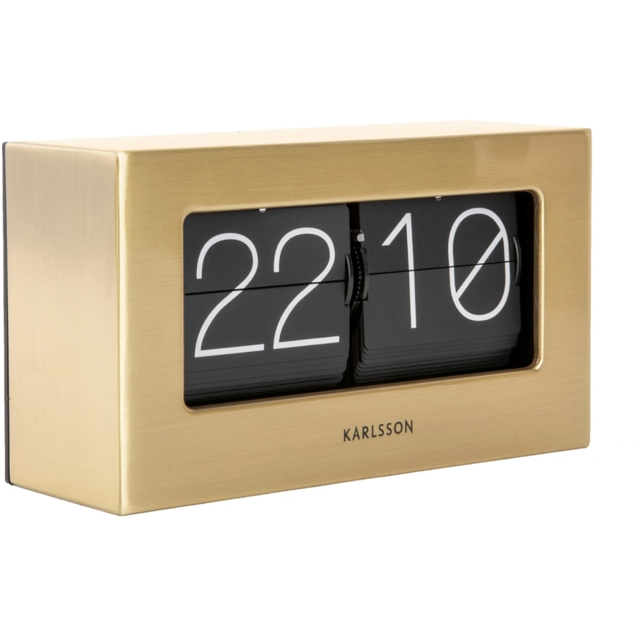 Karlsson Boxed Flip Wand- und Tischuhr - brushed goldfarben - 21 x 8,5 x 11 cm