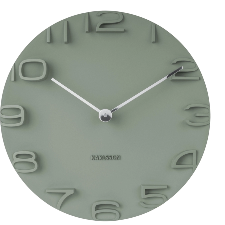 Karlsson On The Edge Wanduhr - jungle green mit Chrome-Zeiger - Ø 42 cm