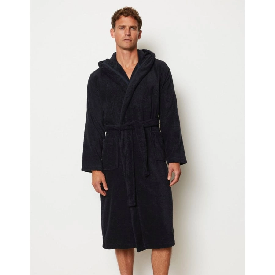 Marc O'Polo Timeless Men Bademantel aus Bio-Baumwolle - dark navy - XL