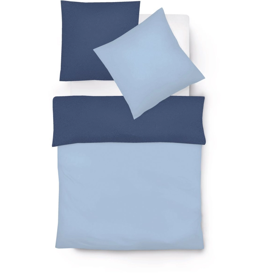 fleuresse Lech W Wendebettwäsche-Set aus Flanell - hellblau-marine - 135x200 / 80x80 cm