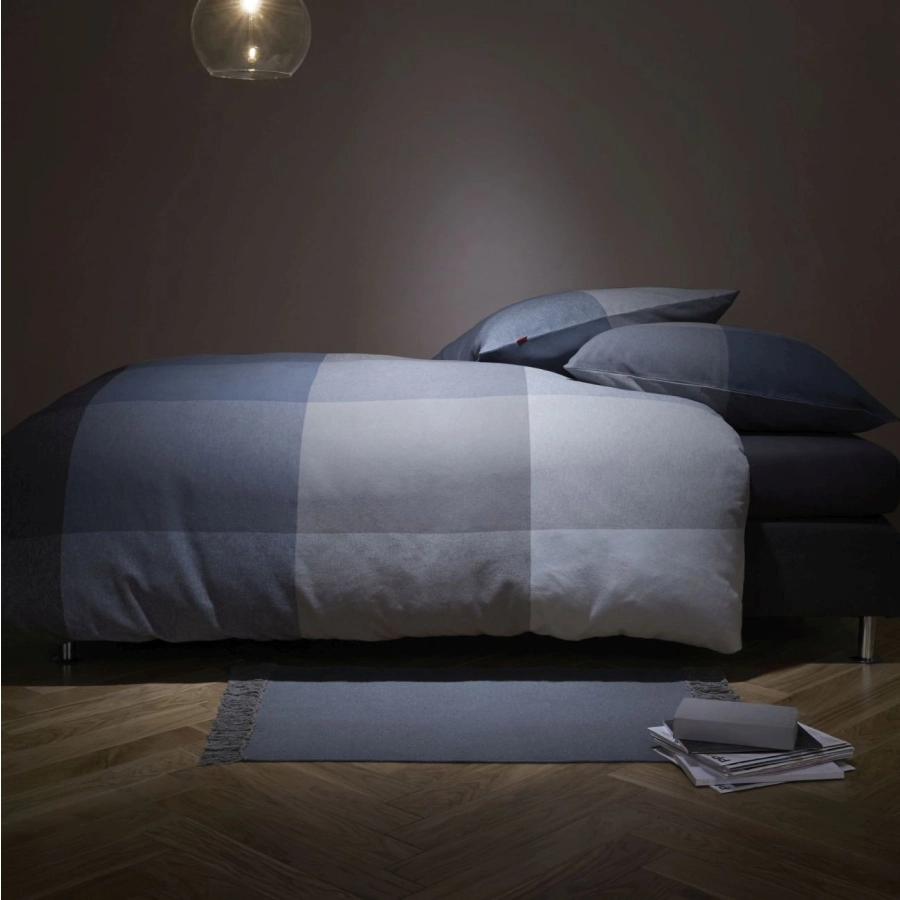 fleuresse Lech Bettwäsche-Set aus Flanell - blau - 155x200 / 80x80 cm