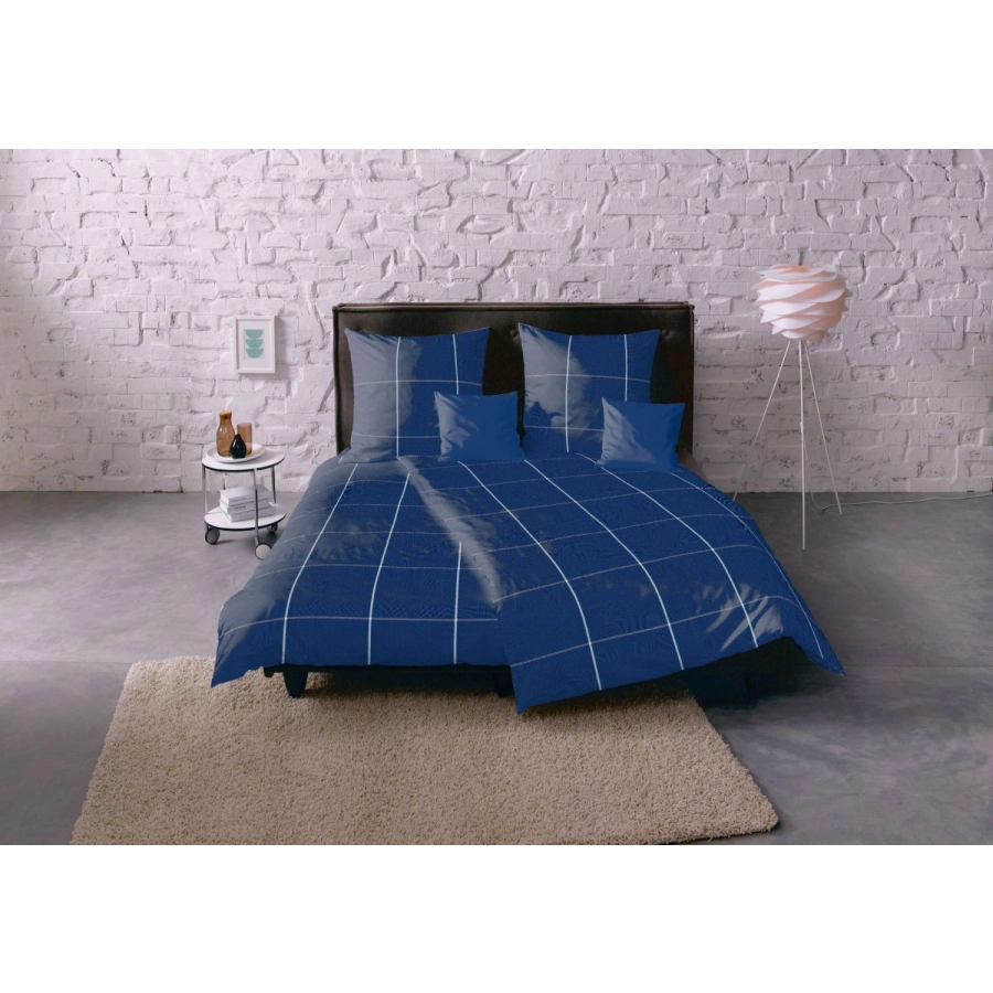 fleuresse Lech Bettwäsche-Set aus Flanell - indigo - 155x220 / 80x80 cm