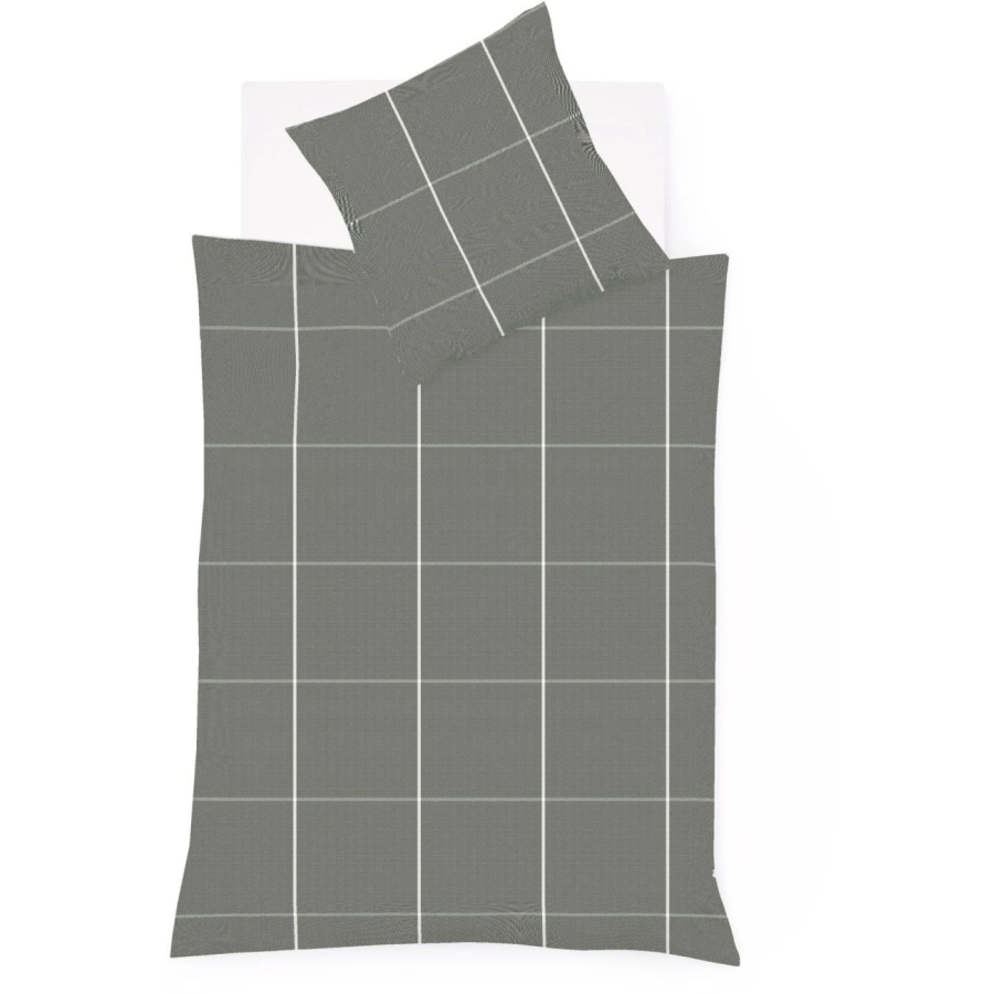 fleuresse Lech Bettwäsche-Set aus Flanell - dunkelgrau - 200x220 / 2x80x80 cm