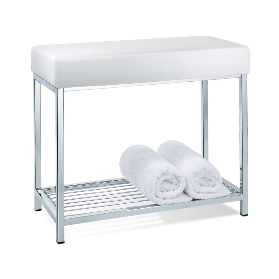 Decor Walther DW 77 Sitzbank - chrom/weiß - 30x60 cm – Höhe 52 cm