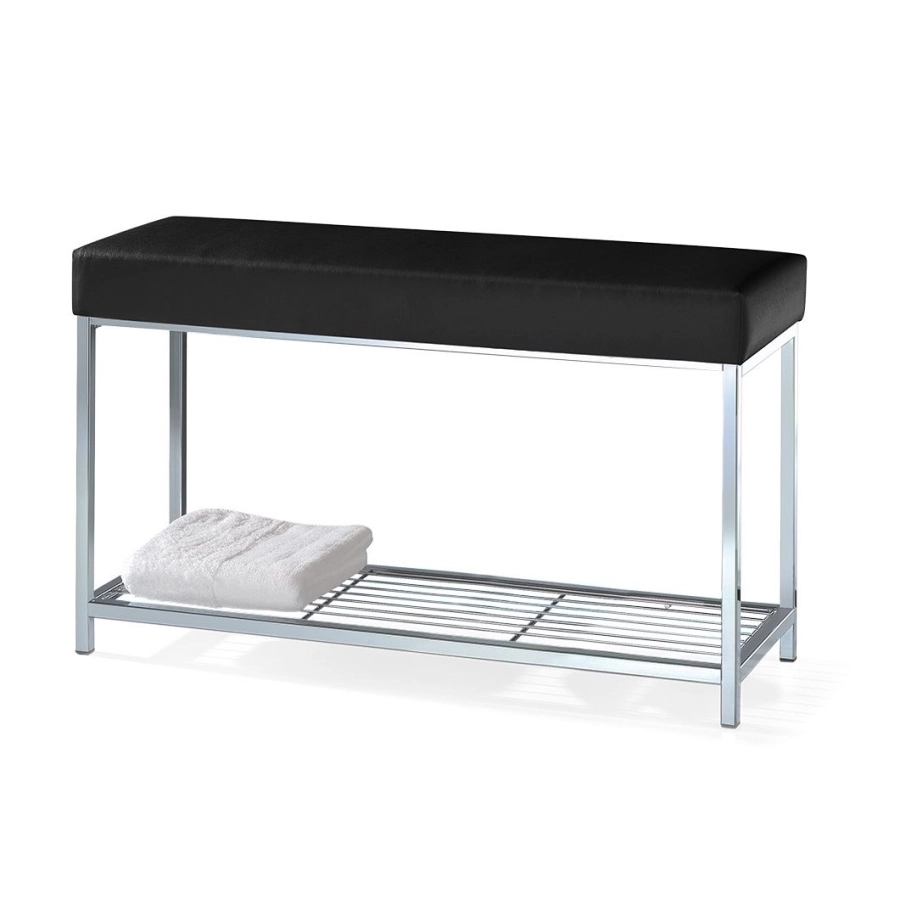 Decor Walther DW 67 Sitzbank breit - chrom/schwarz - 30x90 cm – Höhe 52 cm