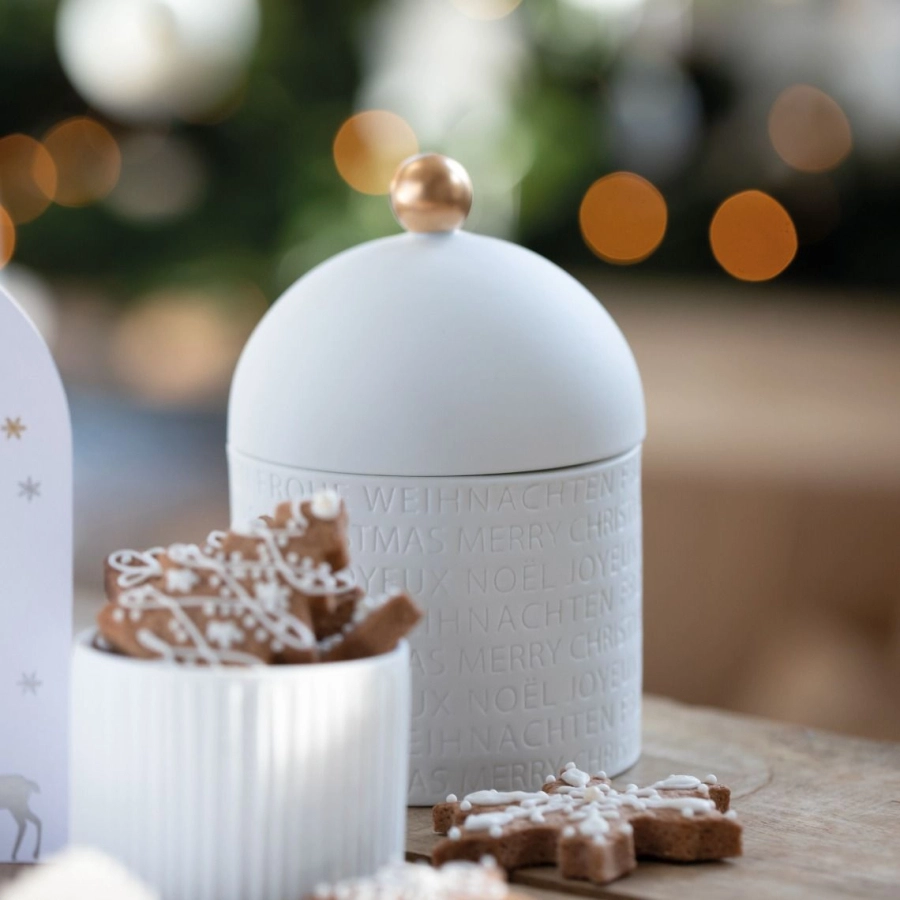 Räder Frohe Weihnachten Porzellandose - weiß - Ø 10 cm - Höhe: 15 cm