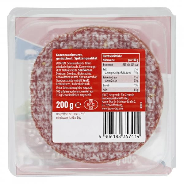 Jeden Tag Katenrauchwurst geräuchert