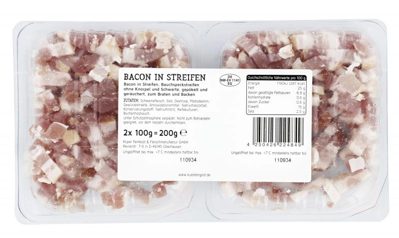 Küstengold Bacon in Streifen geräuchert