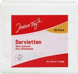 Jeden Tag Servietten 33x33cm weiß