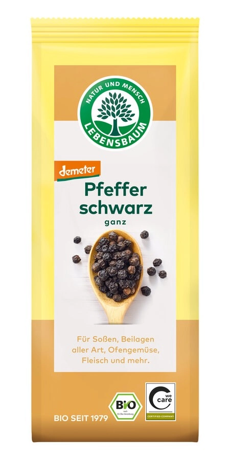 Lebensb Pfeffer schwarz, ganz, 50 gr Packung