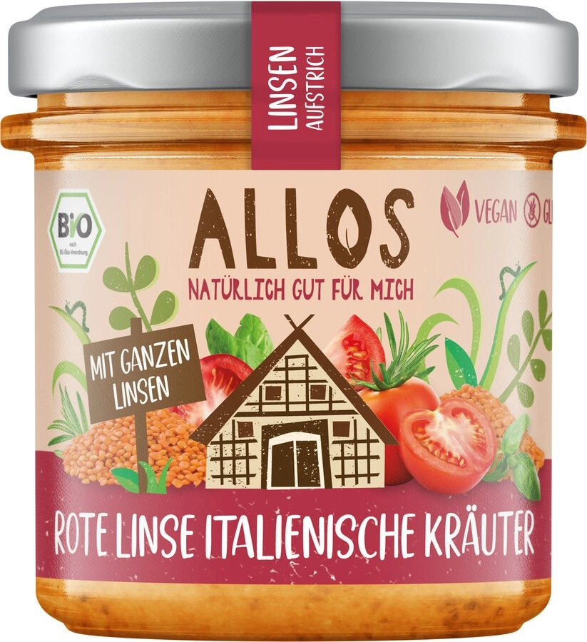 Allos Linsen-Aufstrich Rote Linse Italienische Krä