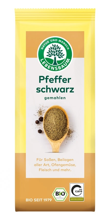 Lebensb Pfeffer schwarz, gemahlen, 50 gr Packung