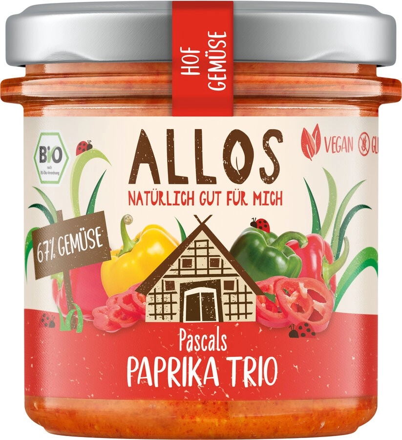 Allos Hof-Gemüse Pascals Paprika Trio, 135 gr Glas