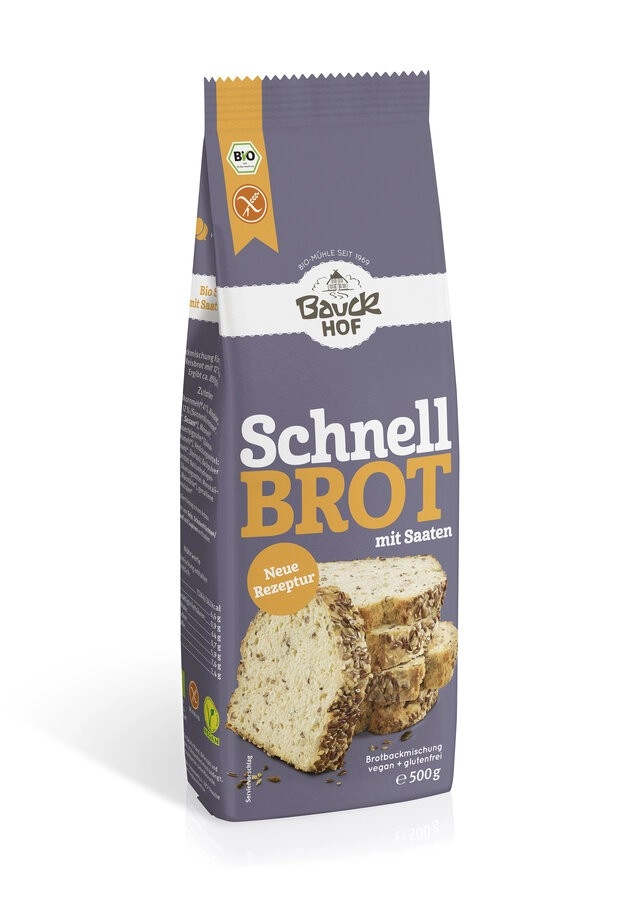 Bauckhof Schnellbrot mit Saaten, glutenfrei 500 gr