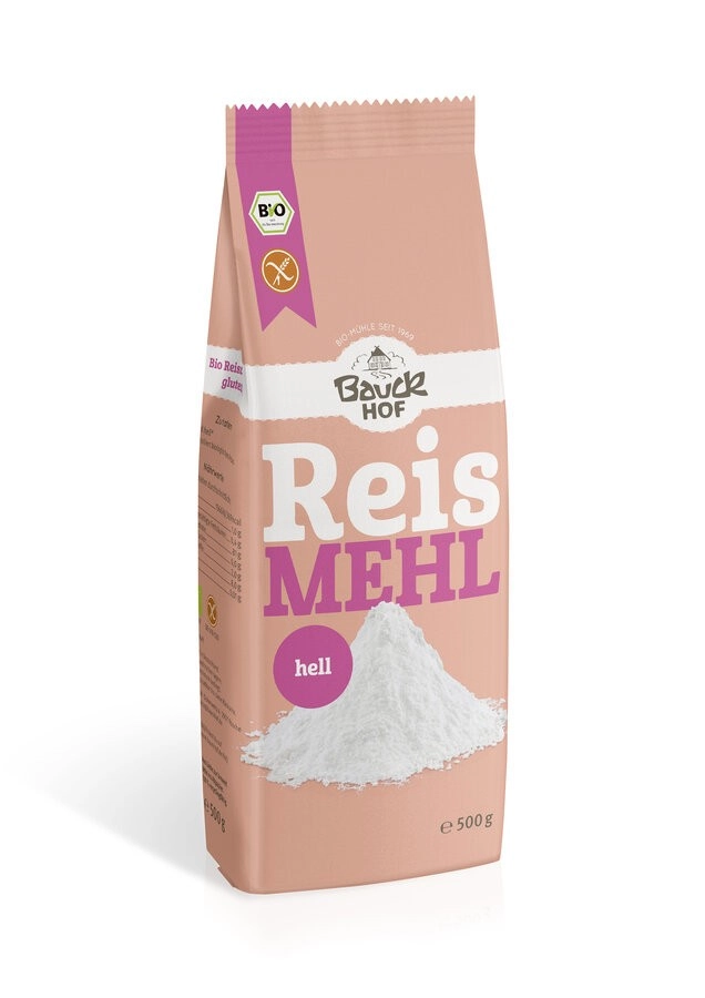 Bauckhof Reismehl hell, 500 gr Packung -glutenfrei