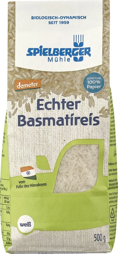 Spielberger Basmatireis weiß, 500 gr Packung