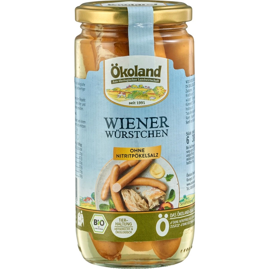 Ökoland Wiener Würstchen, 380 g Glas