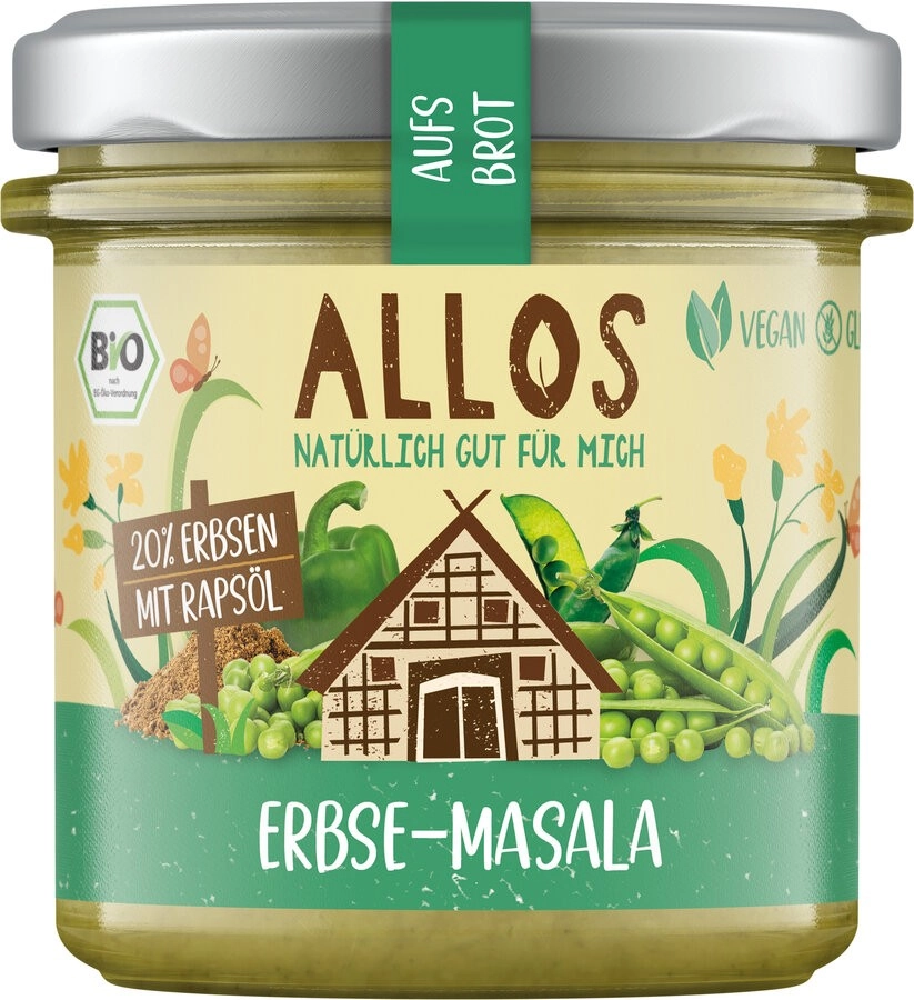 Allos Aufs Brot Erbse Masala, 140 gr Glas