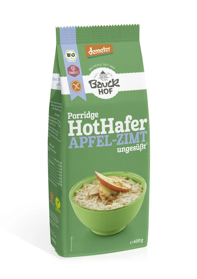 Bauckhof Hot Hafer Apfel-Zimt, 400 gr Packung -glu