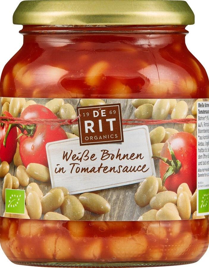 De Rit Weiße Bohnen in Tomatensoße, 360 gr Glas