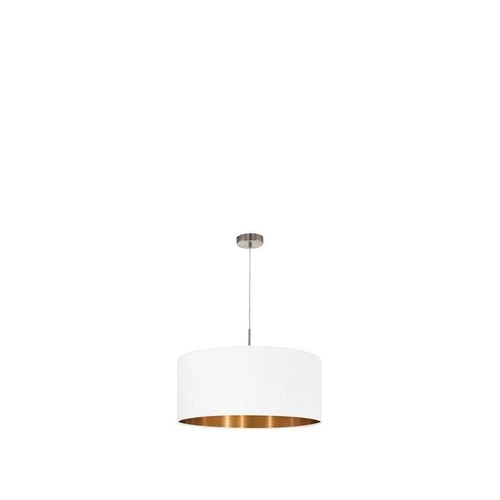 EGLO PASTERI Textil Pendelleuchte Ø530, 1-flg., E27, nickel-matt, weiss, kupfer