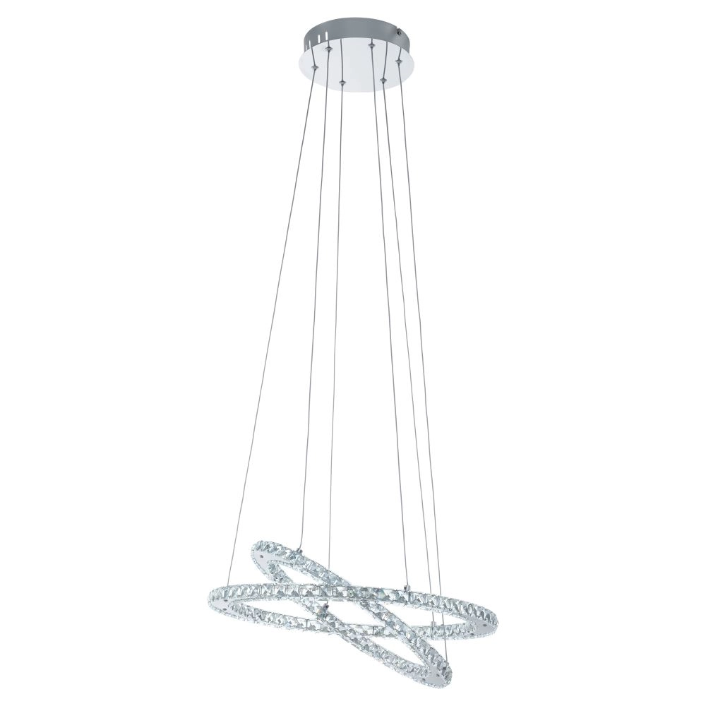 EGLO VARRAZO LED Kristall Pendelleuchte, chrom, 4000K, 2 Ringe