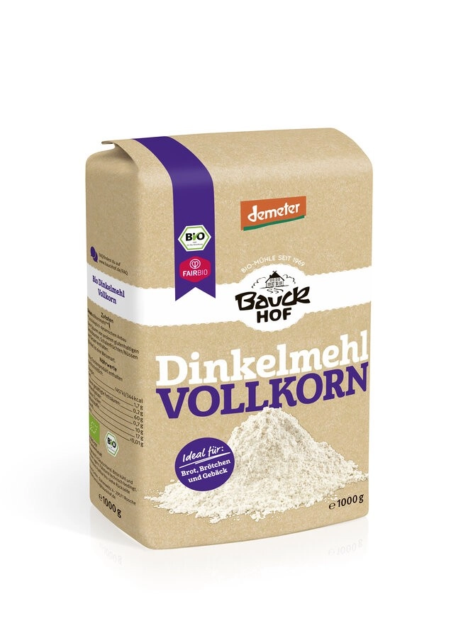 Bauckhof Dinkelmehl Vollkorn , 1 kg Packung