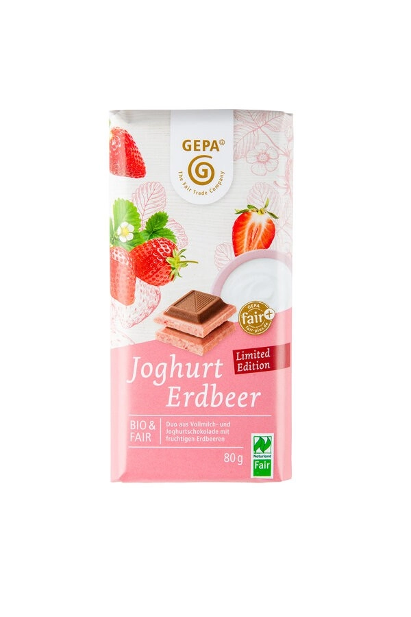 Gepa Weiße Joghurtschokolade mit Erdbeere & Vollmi