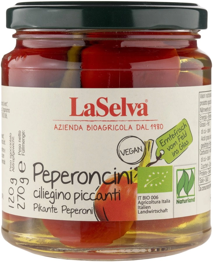 La Selva Pikante Peperoni rot, in Weinessig, 270 g