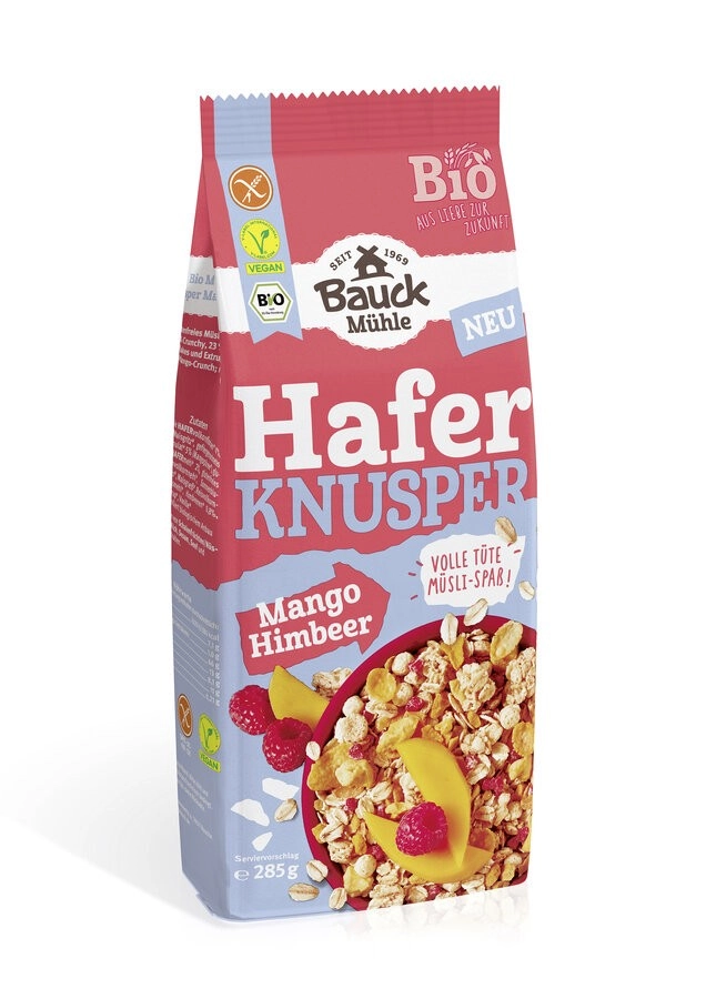 Bauck Mühle Hafer Knusper Müsli Mango glutenfrei,