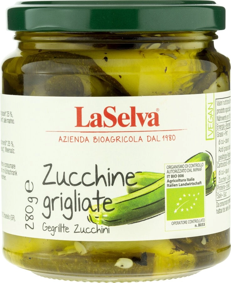 La Selva Gegrillte Zucchini in Öl, 280 g Glas