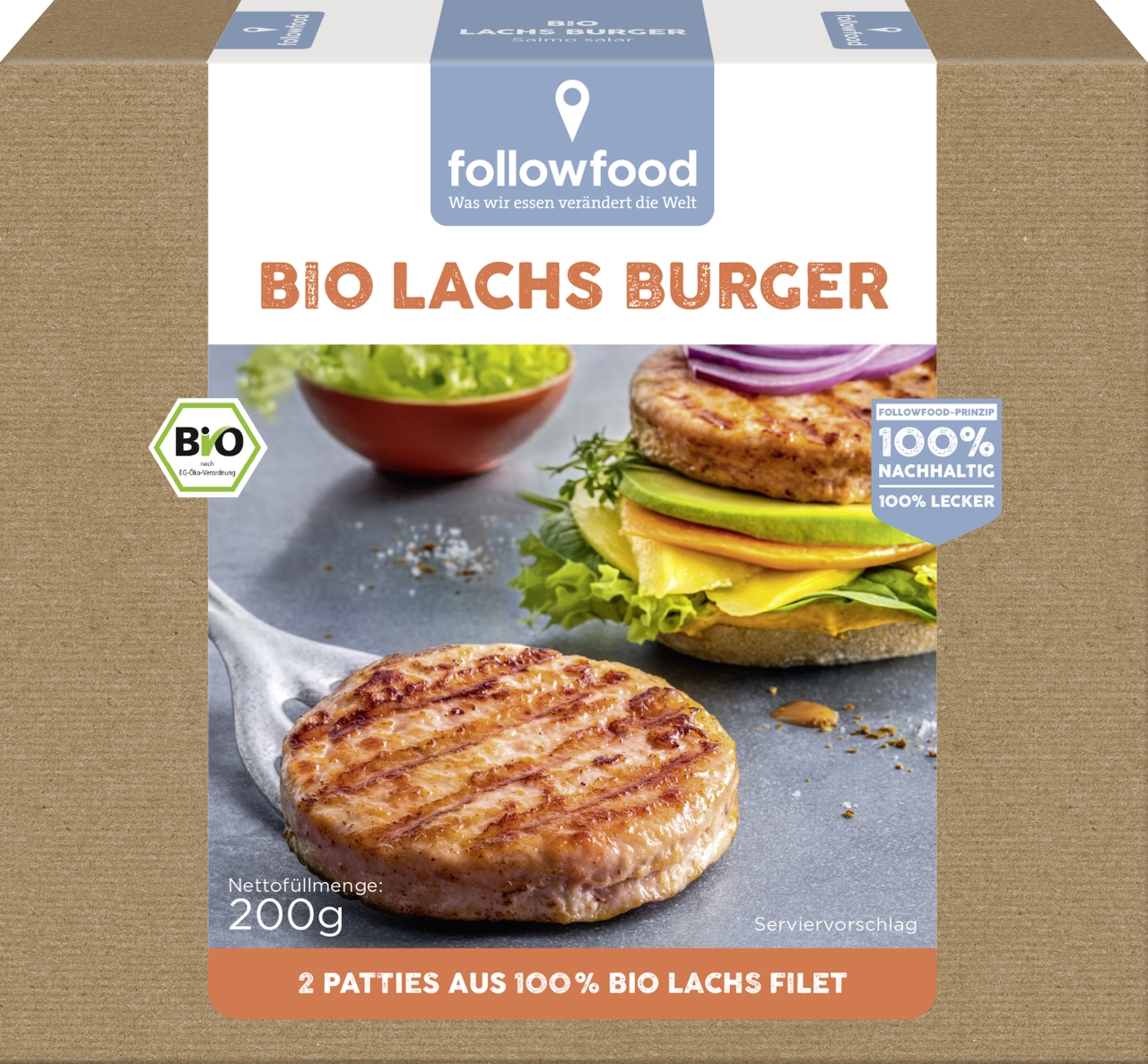 Bio Lachsburger, 200 g Schachtel2x100g, gefroren