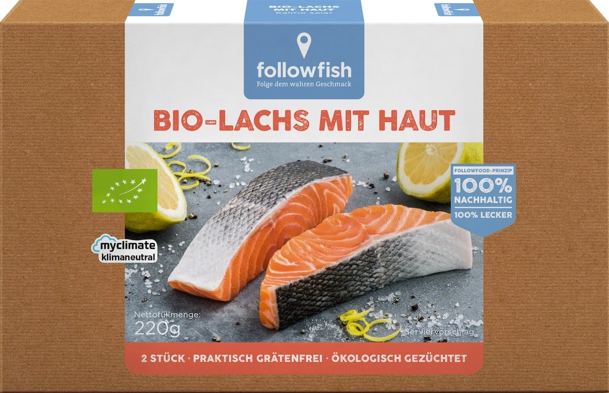 Bio Lachsfilets mit Haut, 180 gr Packung gefroren