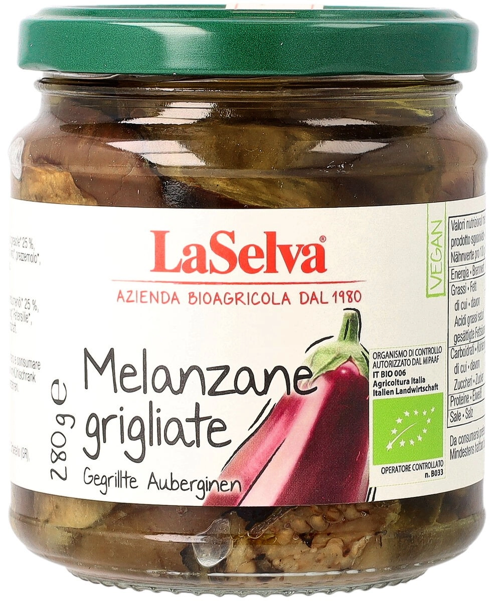 La Selva Gegrillte Auberginen in Öl, 280 g Glas