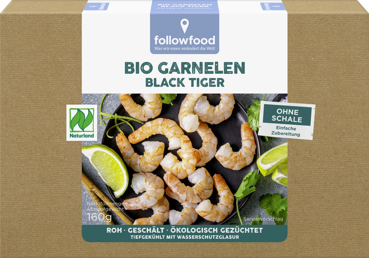 Black Tiger Garnelen geschält roh, 160 g Schachtel, gefroren