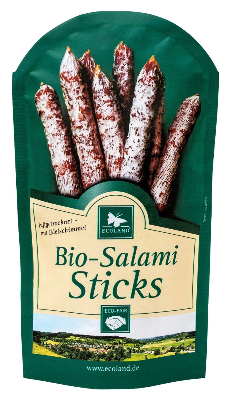 MHD 03.03.2025 Ecoland Salami Sticks 70gr, Packung