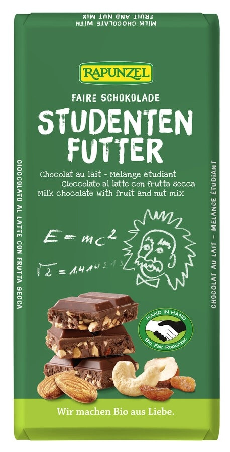 Rapunzel Vollmilch Studentenfutter Schokolade HIH,