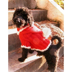 Santa Dog by DROPS Design - Strickmuster mit Kit Hundepullover für Wei - X-Small