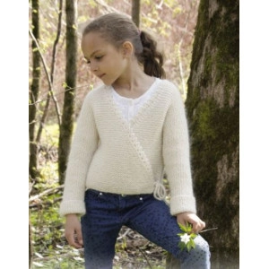 Titania by DROPS Design - Strickmuster mit Kit Wickeljacke Krausrippe - 5/6 år