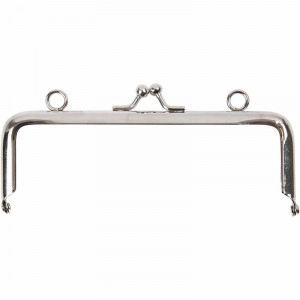 Taschenbügel / Bügelverschluss Quadratisch Silber 12,5 cm