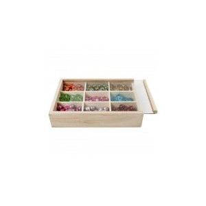 Holz Aufbewahrungsbox für Knöpfe 17x13x3,5cm