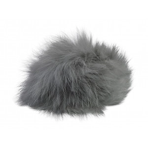 Pompon Quaste Kaninchenhaar Grau 60 mm