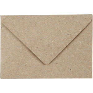 Recycelter Kuvert, Umschlaggröße 7,8x11,5 cm, 120 g, Natur, 50Stk/ 1 P