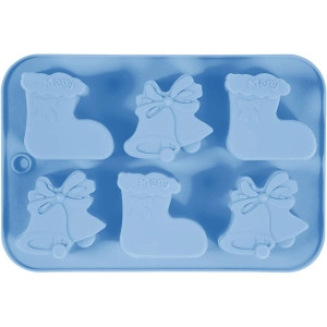 Silikonform, Weihnachtsstrumpf und Glocken, H 2,5 cm, L 6 cm, B 7,5 cm