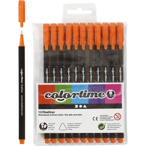Colortime Fineliner Marker, Strichstärke 0,6-0,7 mm, Orange, 12Stk/ 1